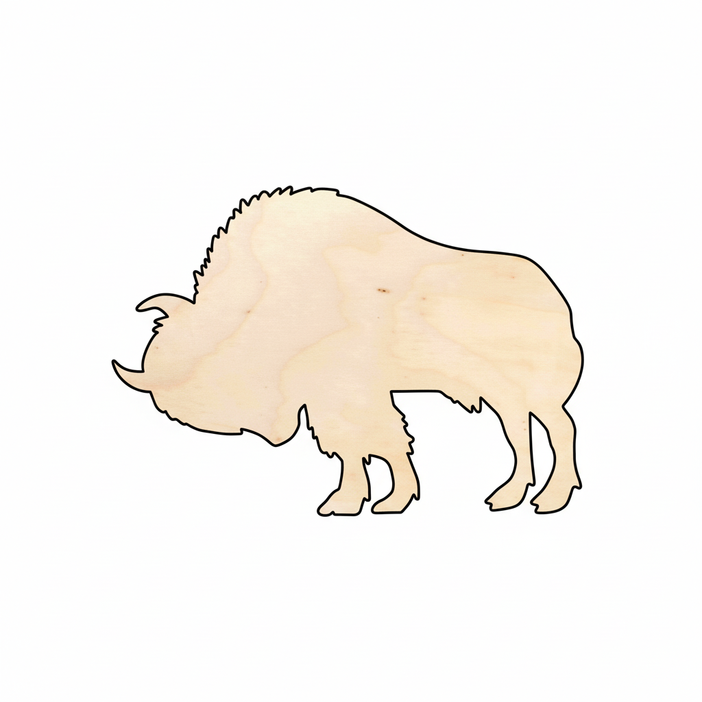 Unfinished Wood Buffalo Bison with Horn Silhouette - Craft- up to 46" DIY NameSigns.com