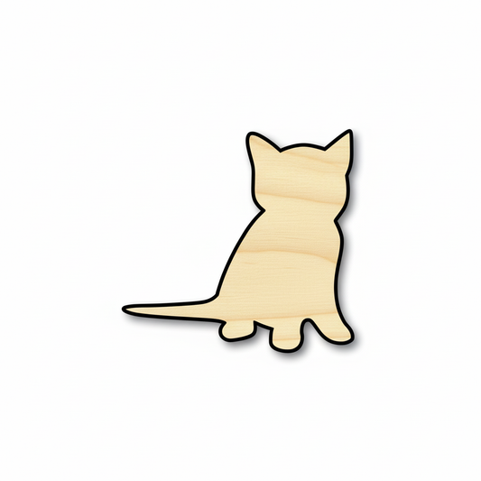 Unfinished Wood Kitten Silhouette - Craft- up to 46" DIY NameSigns.com