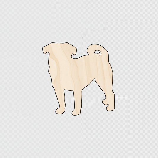 Unfinished Wood Pug Dog Shape - Craft - up to 46" DIY NameSigns.com