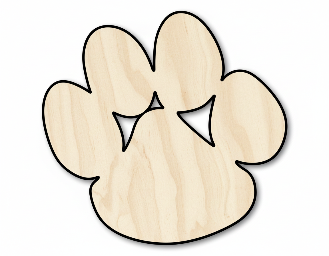 Unfinished Wood Bear Paw Shape - Craft - up to 46" NameSigns.com