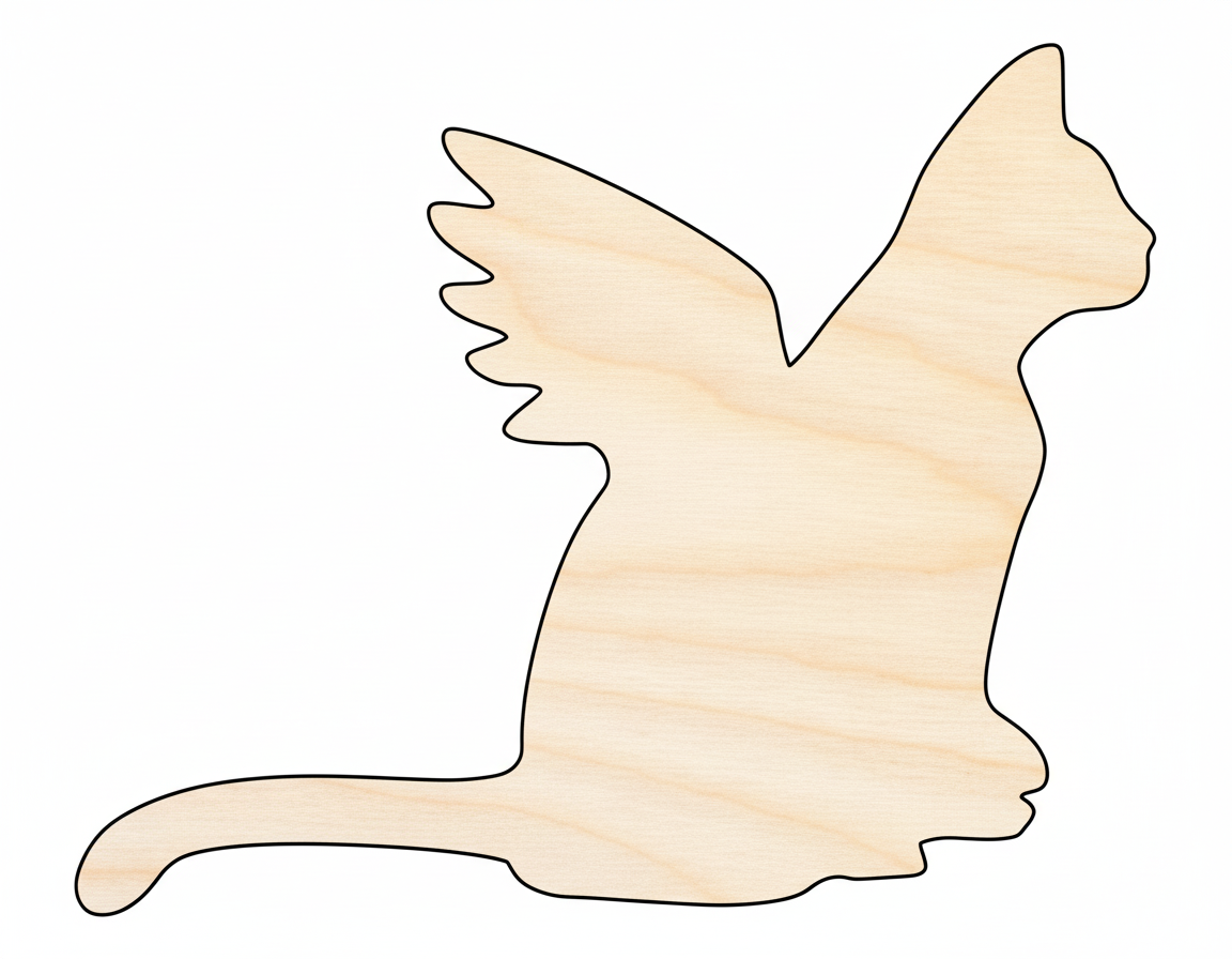 Unfinished Wood Angel Cat Shape - Pet Craft - up to 46" NameSigns.com