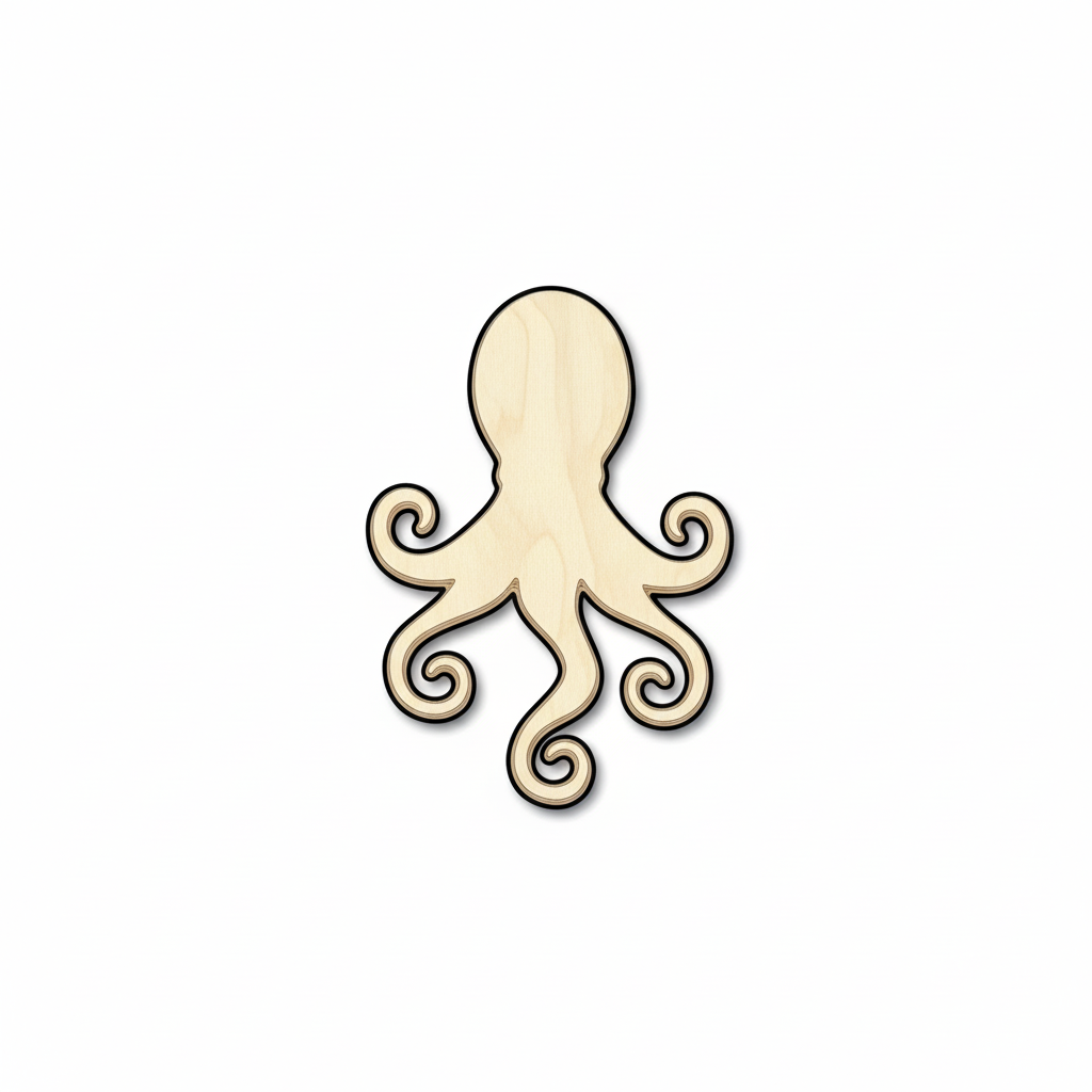 Unfinished Wood Octopus Silhouette - Craft- up to 46" DIY NameSigns.com