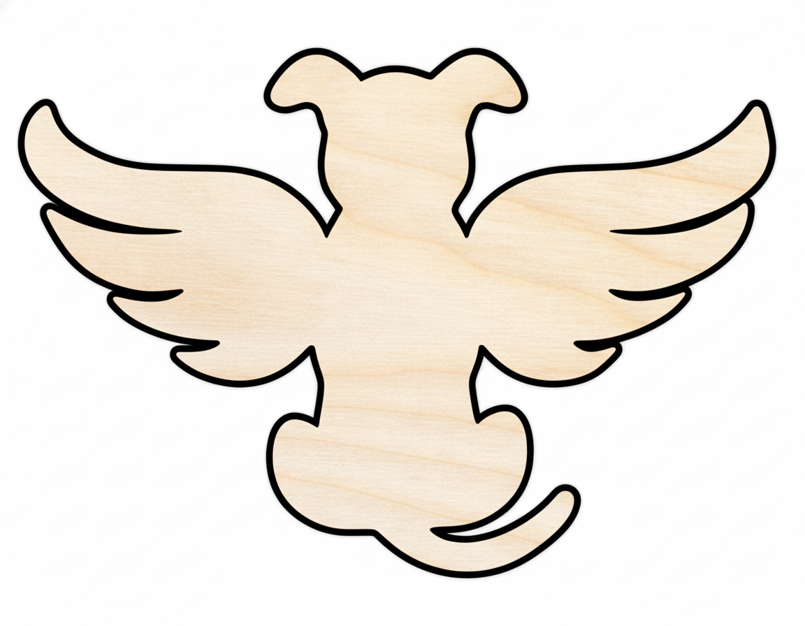 Unfinished Wood Angel Dog Shape - Pet Craft - up to 46" NameSigns.com