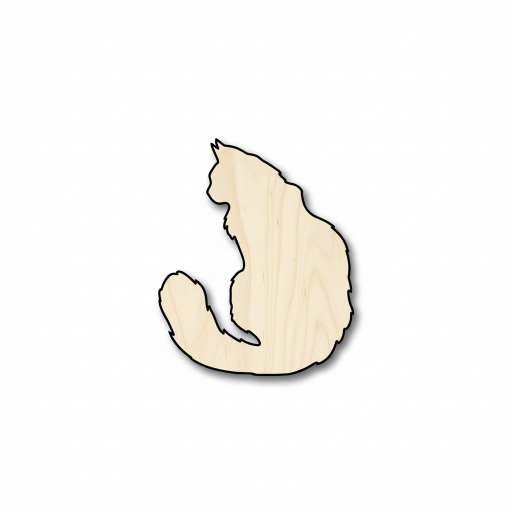 Unfinished Wood Cat Main Coon Silhouette - Craft- up to 46" DIY NameSigns.com