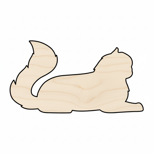 Unfinished Wood Fluffy Cat Silhouette - Craft- up to 46" DIY NameSigns.com