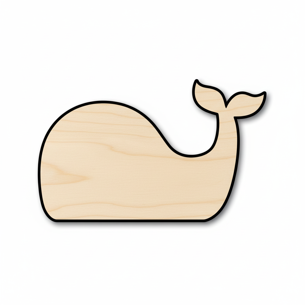 Unfinished Wood Simple Whale Shape - Craft - up to 46" DIY NameSigns.com
