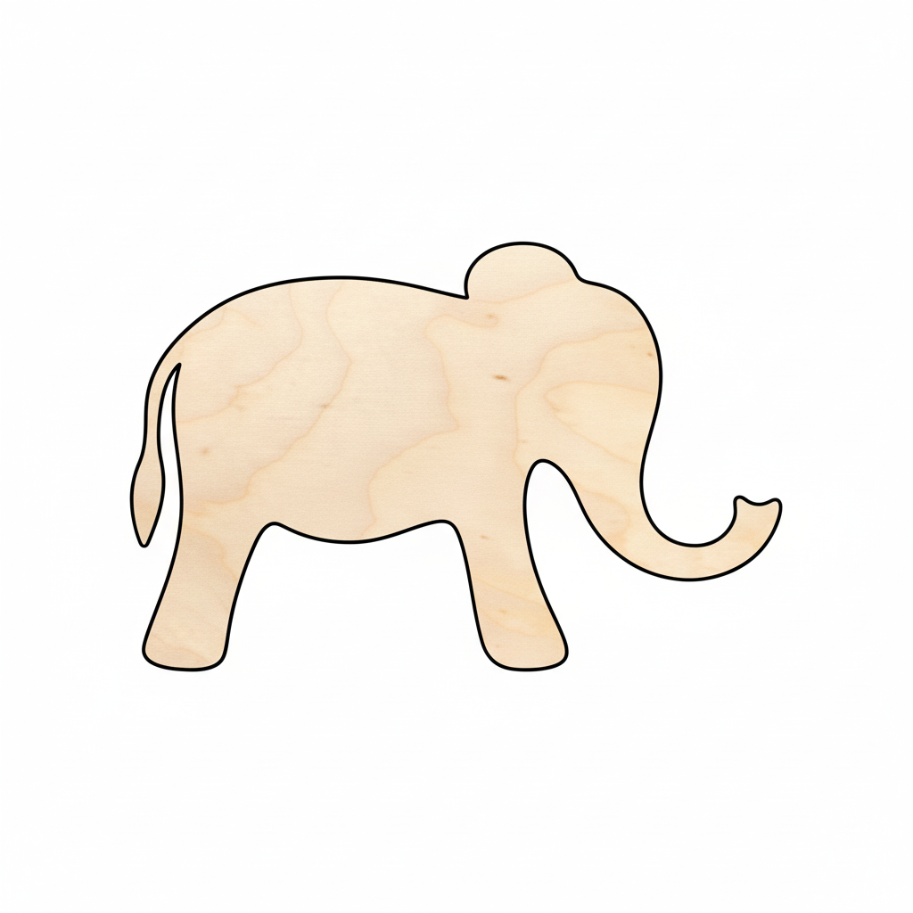 Unfinished Wood Simple Elephant Shape - Animal - Wildlife - Craft - up to 46" DIY NameSigns.com