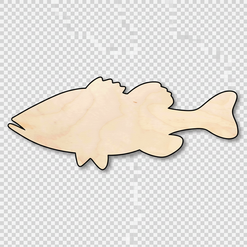 Unfinished Wood Bass Fish Silhouette - Craft- up to 46" DIY NameSigns.com