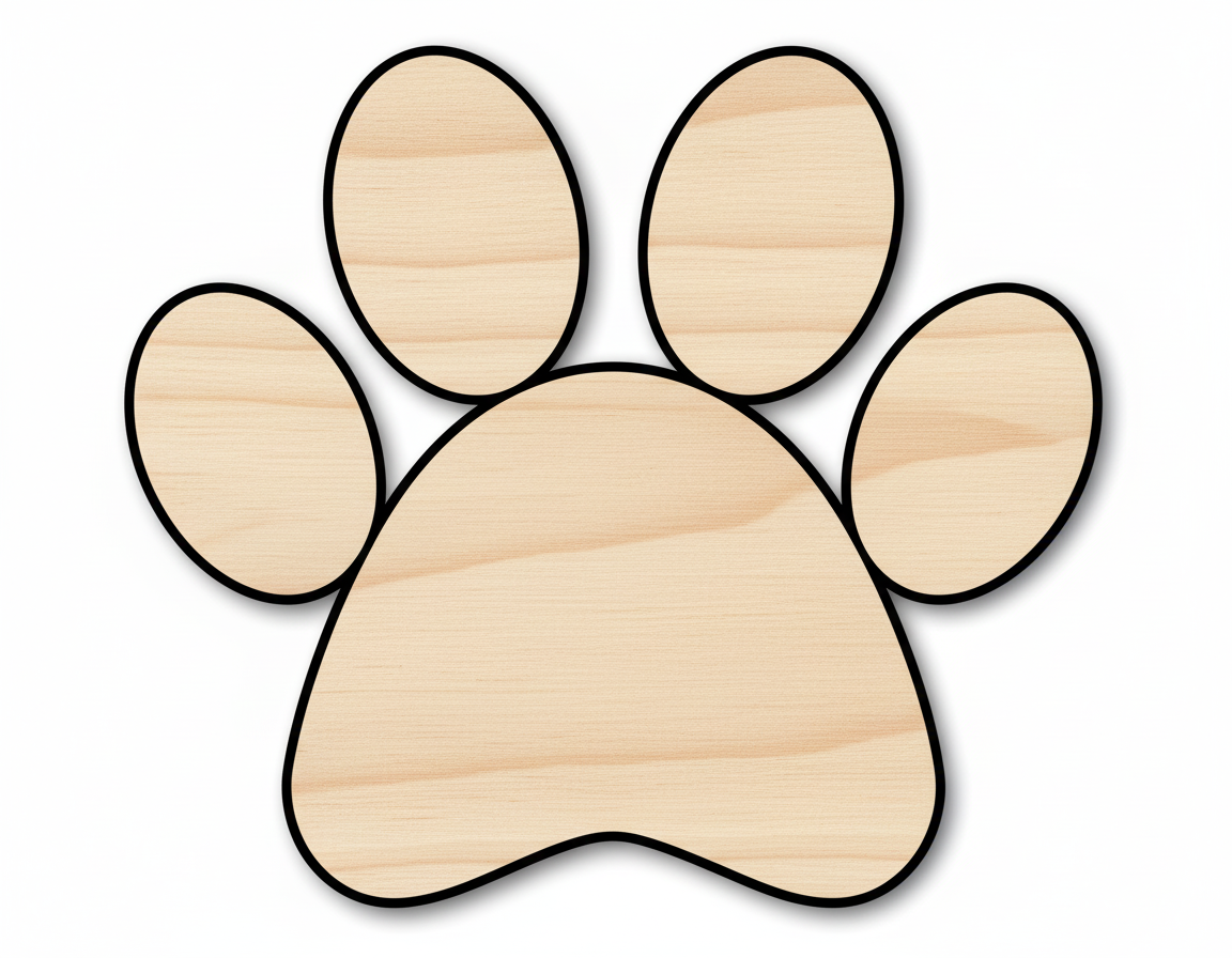 Unfinished Wood Paw Print Shape - Pet Craft - up to 46" NameSigns.com