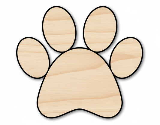 Unfinished Wood Paw Print Shape - Pet Craft - up to 46" NameSigns.com