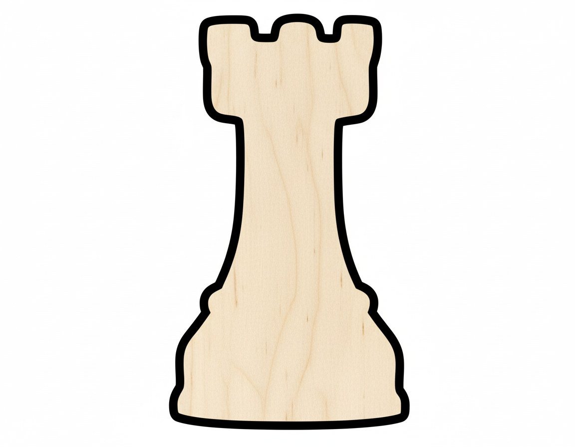 Wood Rook Chess Piece Shape DIY Craft Cutout NameSigns.com