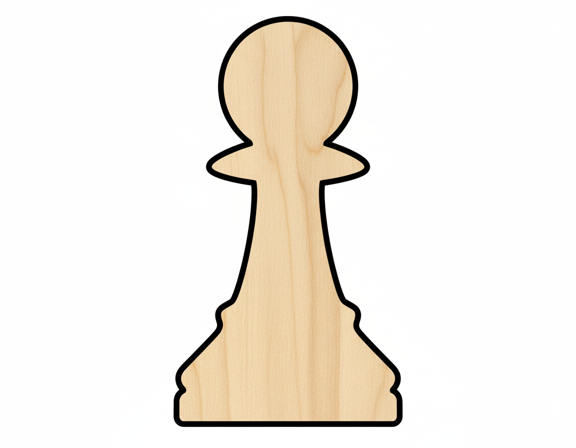 Wood Pawn Chess Piece Shape DIY Craft Cutout NameSigns.com
