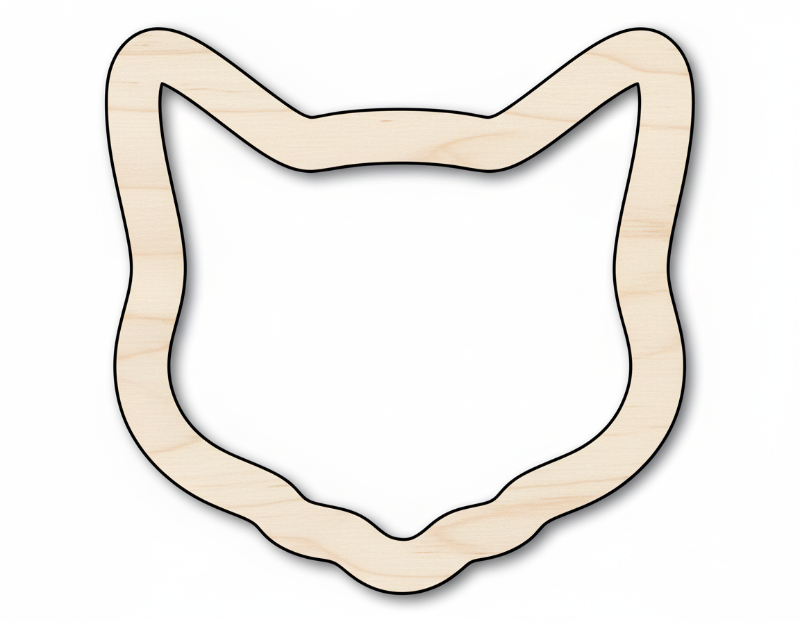Wood Cat Head Outline Shape DIY Craft Cutout NameSigns.com