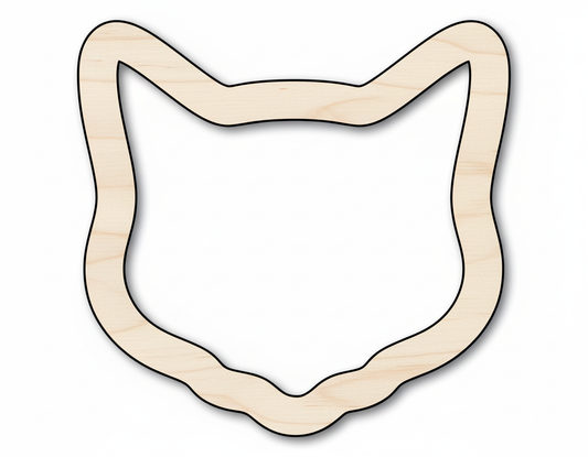 Wood Cat Head Outline Shape DIY Craft Cutout NameSigns.com