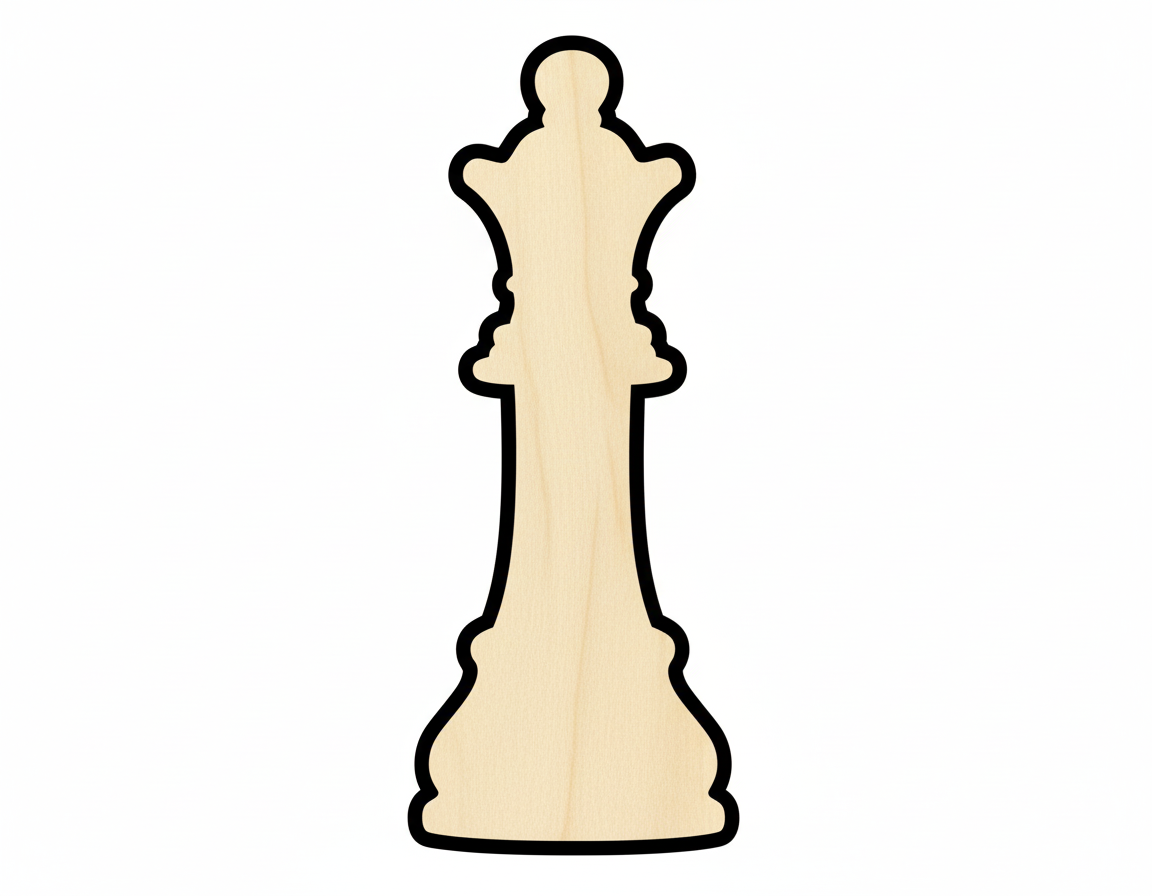 Wood Queen Chess Piece Shape DIY Craft Cutout NameSigns.com