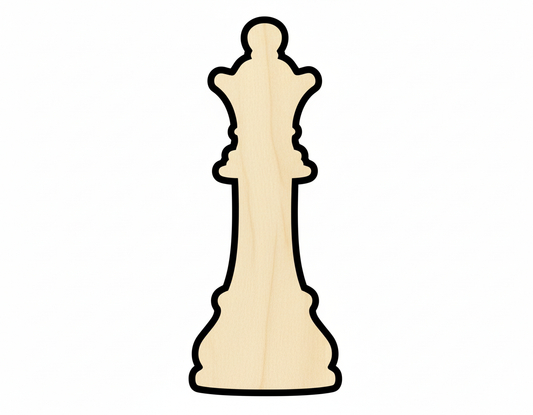 Wood Queen Chess Piece Shape DIY Craft Cutout NameSigns.com