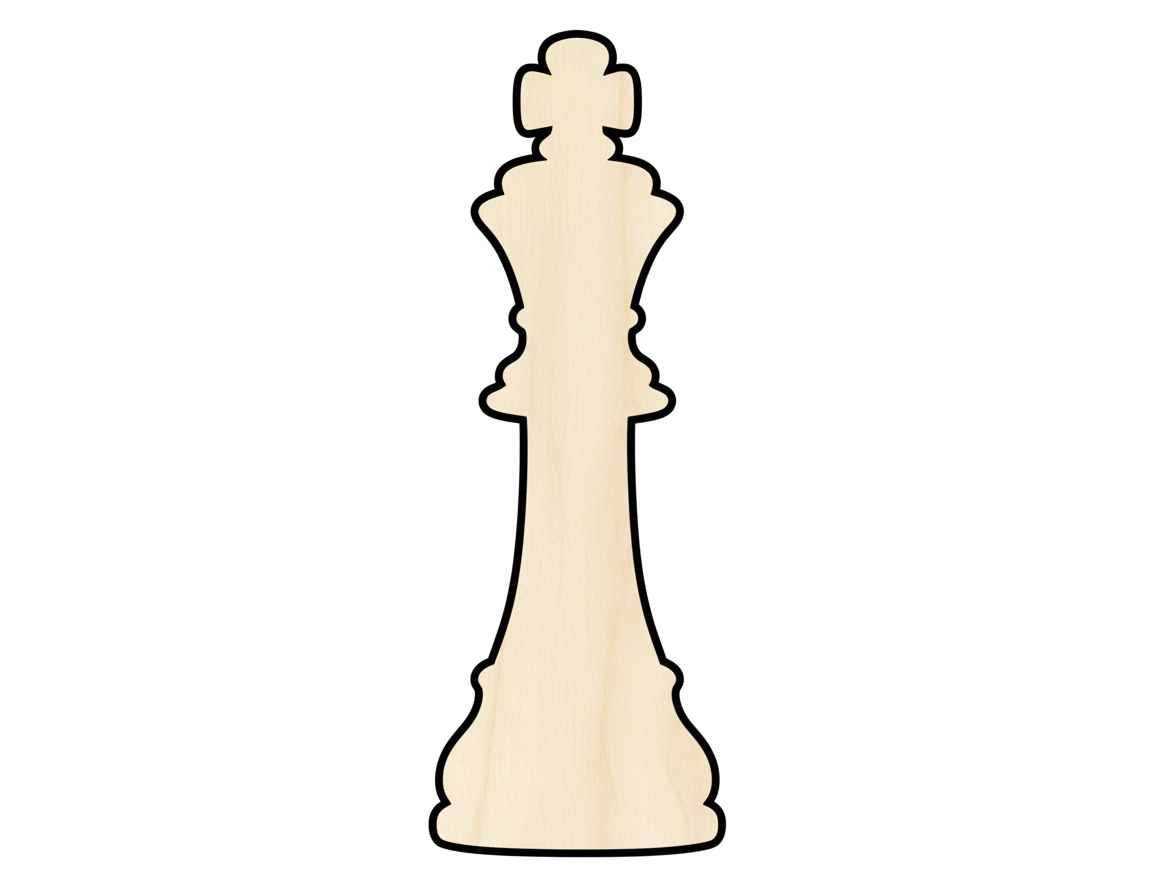 Wood King Chess Piece Shape DIY Craft Cutout NameSigns.com
