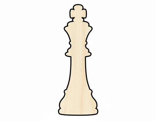 Wood King Chess Piece Shape DIY Craft Cutout NameSigns.com