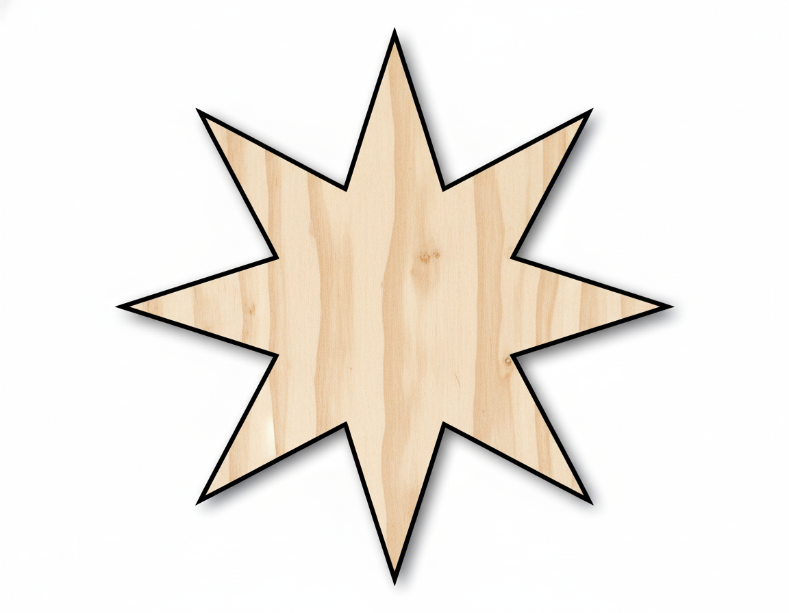 Wood 8-Pointed Star Shape DIY Craft Cutout Up to 36" NameSigns.com