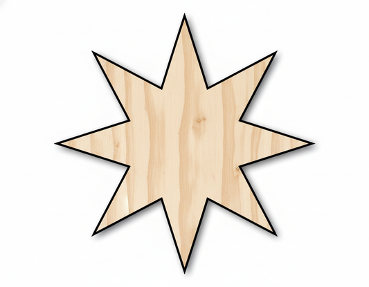 Wood 8-Pointed Star Shape DIY Craft Cutout Up to 36" NameSigns.com