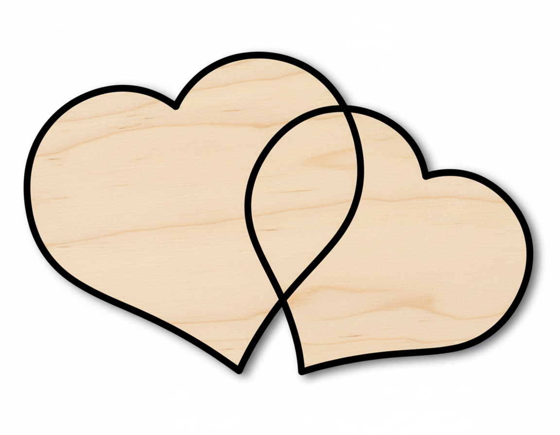 Wood Double Heart Shape - Love Craft - up to 46" NameSigns.com