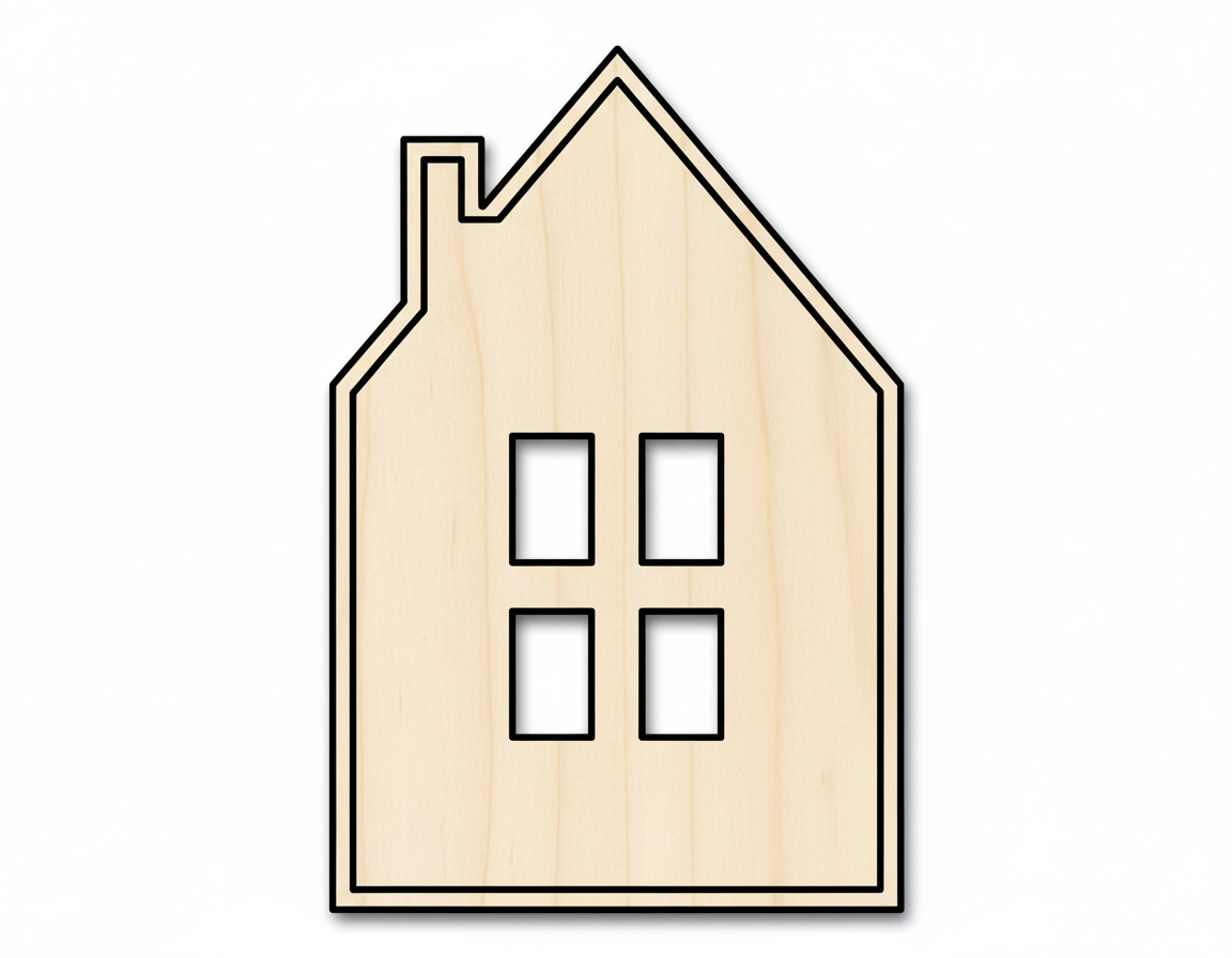 Wood House Window Silhouette Shape DIY Craft Cutout Up to 36" NameSigns.com