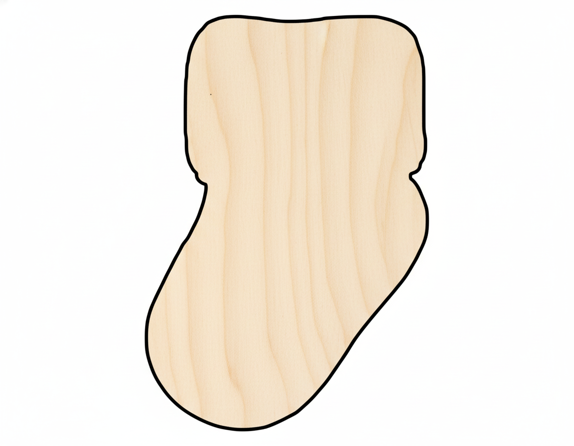 Unfinished Wood Cutout – Baby Sock Shape | Laser Cut Wood Craft Shapes NameSigns.com