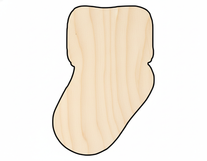 Unfinished Wood Cutout – Baby Sock Shape | Laser Cut Wood Craft Shapes NameSigns.com