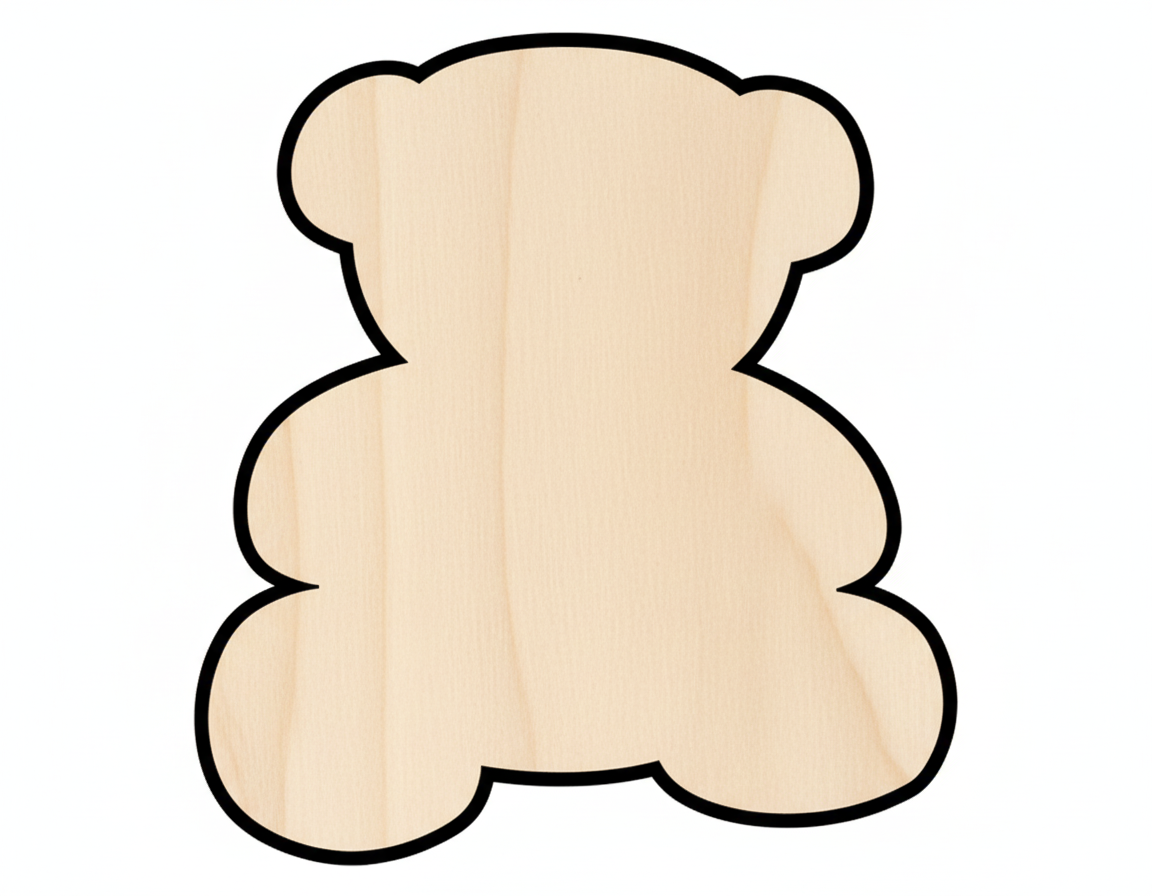 Unfinished Wood Teddy Bear – Custom Wooden Cutout | Baltic Birch Plywood Craft NameSigns.com
