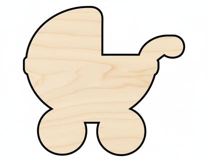 Unfinished Wood Cutout Baby Stroller Shape – Custom Baltic Birch Plywood Craft Supplies NameSigns.com