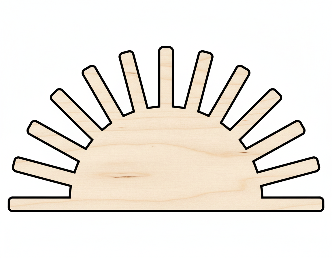 Unfinished Wood Cutout – Boho Half Sun Design | Baltic Birch Plywood Shape NameSigns.com