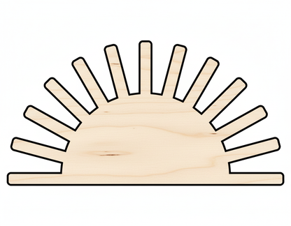 Unfinished Wood Cutout – Boho Half Sun Design | Baltic Birch Plywood Shape NameSigns.com