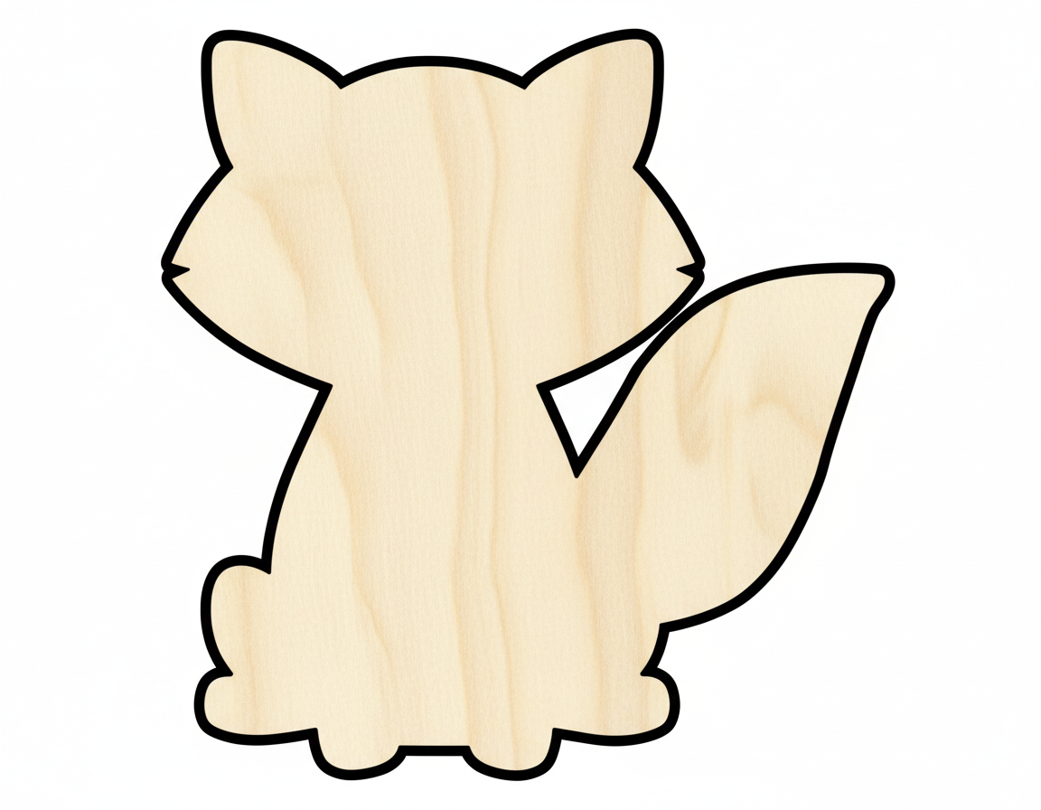 Unfinished Wood Fox | Paintable Wood Shape - Baltic Birch Plywood Craft Cutouts NameSigns.com