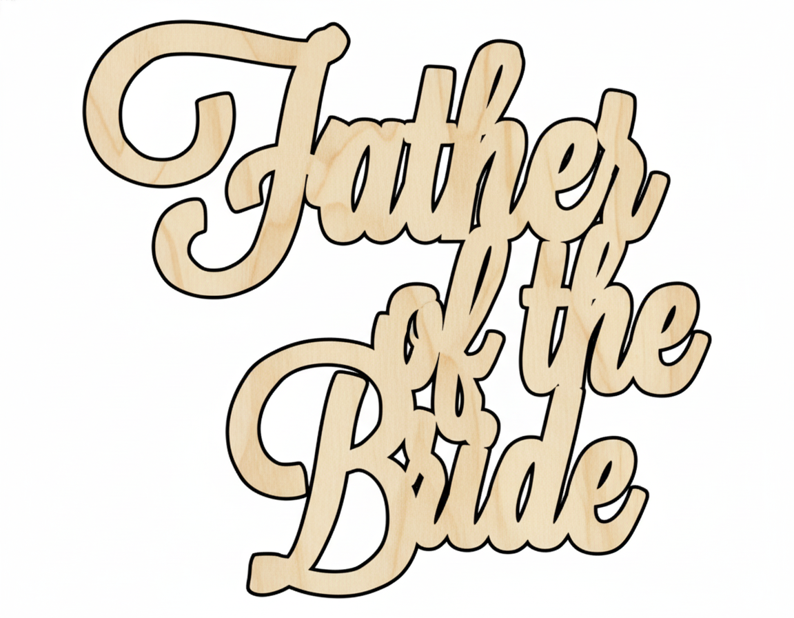 Wood Craft Cutout - Unfinished Wood Shape Father of the Bride Sign Up to 46" NameSigns.com