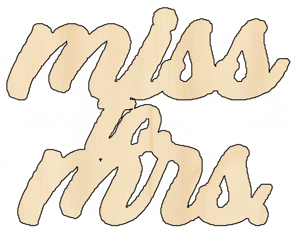Unfinished Wood Cutout | Miss to Mrs Shape - Paintable Wood Shapes for DIY Projects NameSigns.com