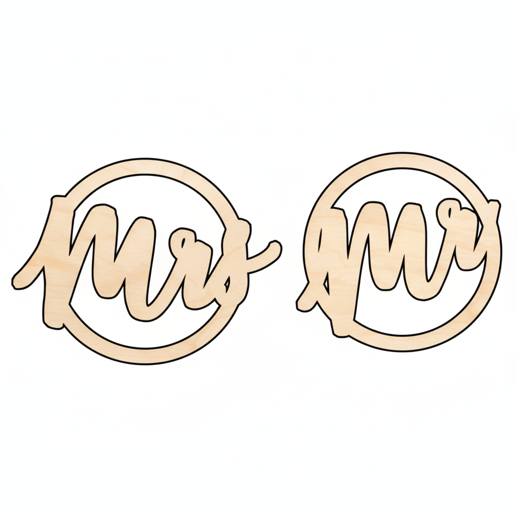 Mr. & Mrs. Wood Sign – Unfinished Wood Cutout DIY Wedding Decor, Birch Plywood Crafts NameSigns.com