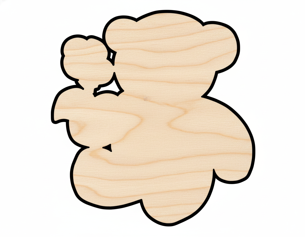 Unfinished Wood Cutout | DIY Flower Bear Shape | Custom Craft Shapes | Laser Cut Wood Art NameSigns.com