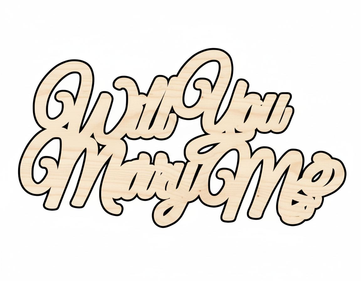 Unfinished Wood Sign - DIY Wooden Wedding Proposal Cutout Up to 46" | Baltic Birch NameSigns.com