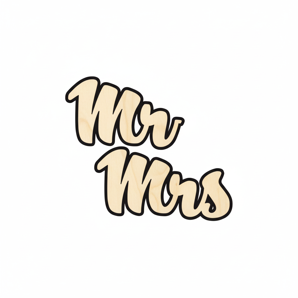 Wood Cutout Sign - Unfinished Birch Plywood Wedding Decor With Burned Edges NameSigns.com