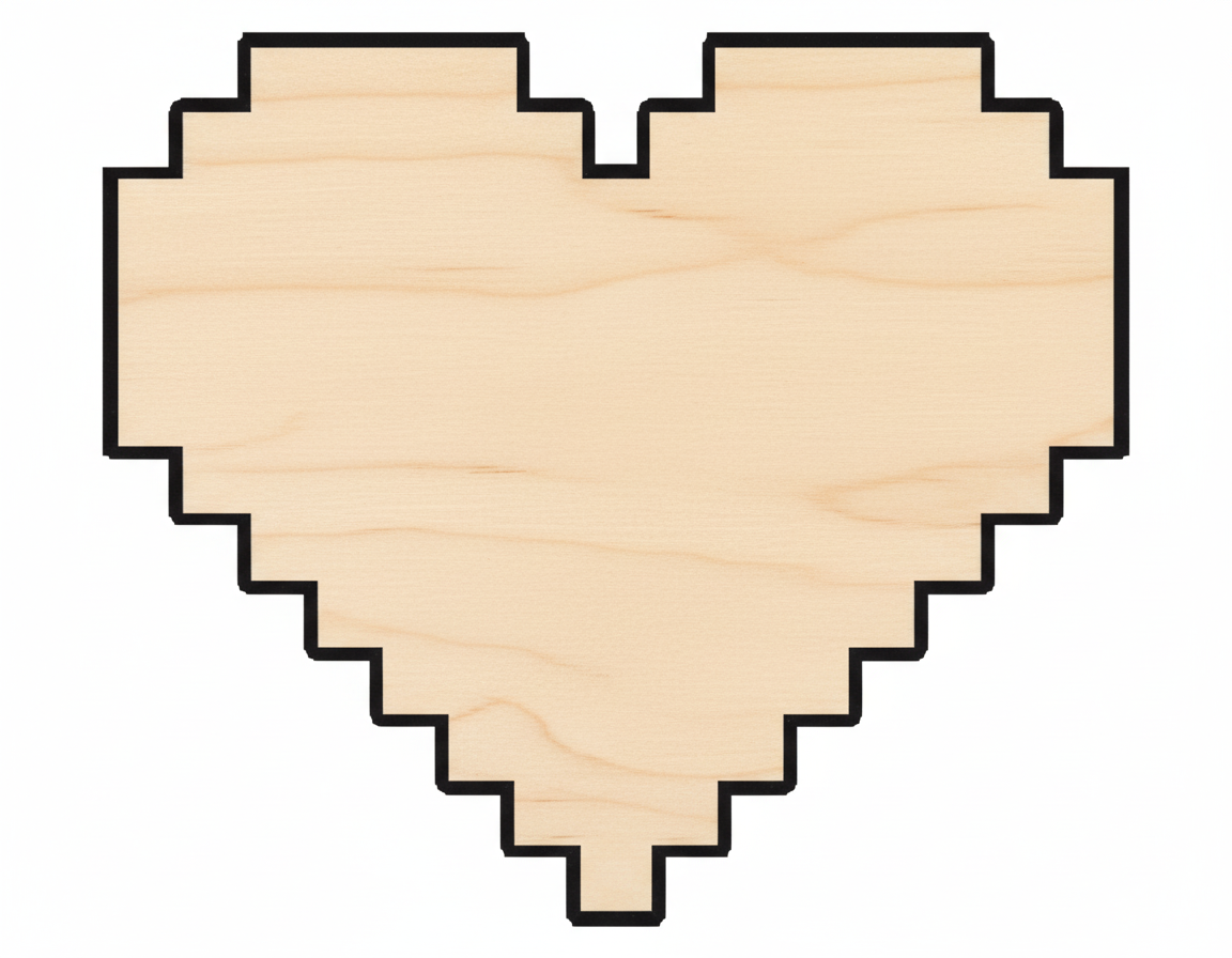Unfinished Wood Heart | Pixel Heart Cutout - DIY Wood Shapes for Crafting NameSigns.com