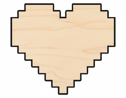Unfinished Wood Heart | Pixel Heart Cutout - DIY Wood Shapes for Crafting NameSigns.com
