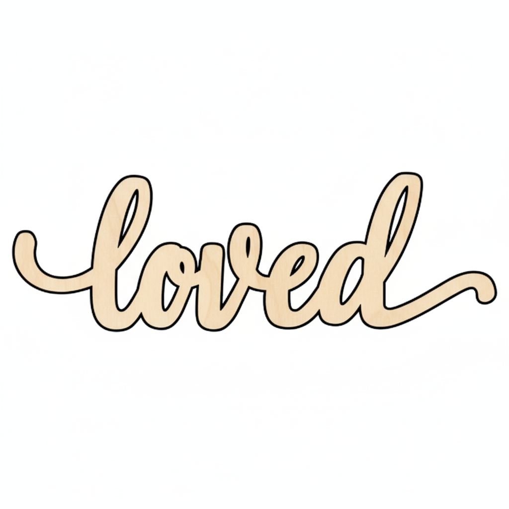 Unfinished Wood Sign - Loved Cutout DIY Wedding Decor Birch Plywood NameSigns.com