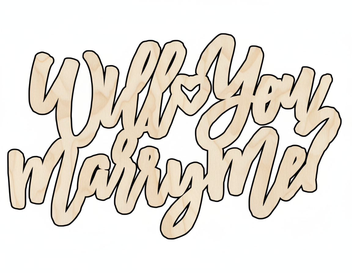 Unfinished Wood Sign – Will You Marry Me DIY Craft Cutout Up to 46" Baltic Birch NameSigns.com