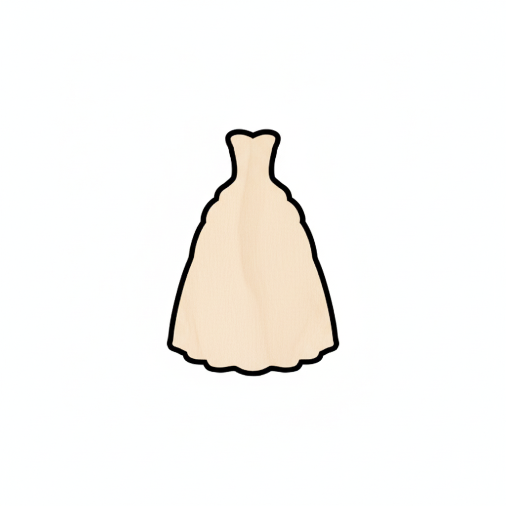 Wood Bride Gown Shape - Unfinished Wood Crafts | DIY Wedding Decor Cutouts NameSigns.com