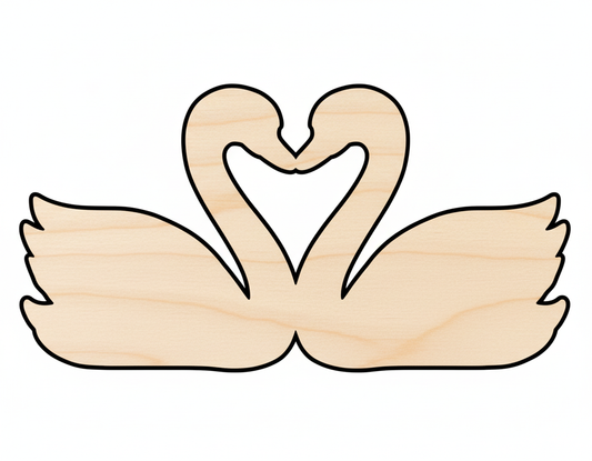 Unfinished Wood Cutout - Love Swans Shape | DIY Wood Craft Shapes | Baltic Birch NameSigns.com
