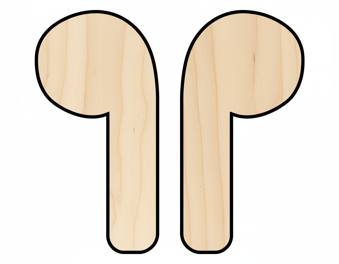 Wood Earbuds Silhouette Shape DIY Craft Cutout NameSigns.com
