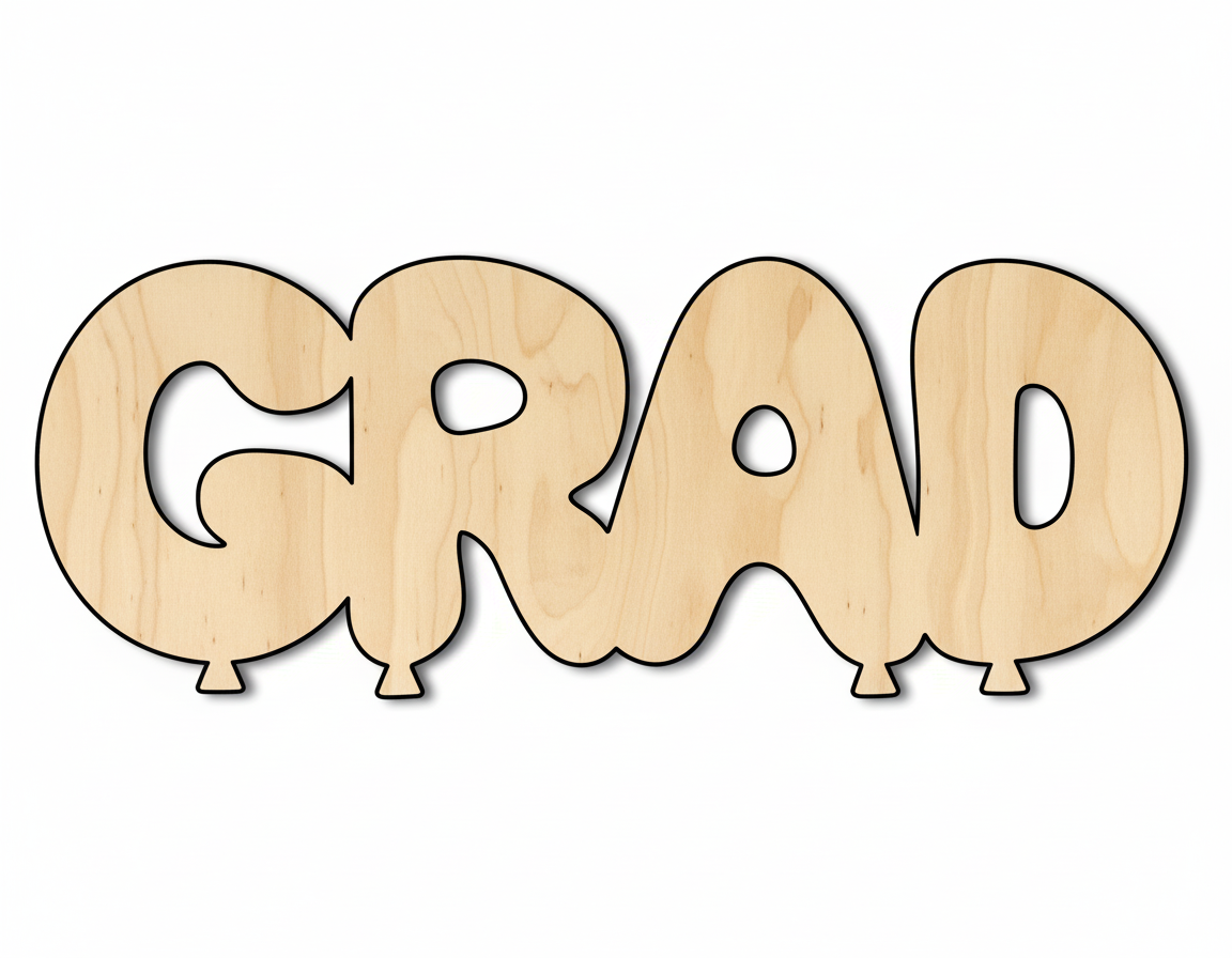 Wood Grad Balloons Shape DIY Craft Cutout NameSigns.com