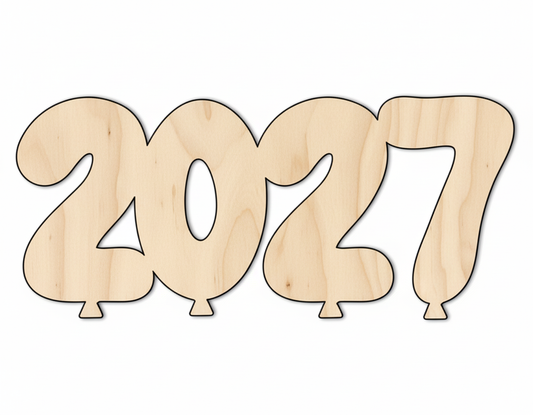 Wood 2027 Balloons Shape DIY Craft Cutout NameSigns.com