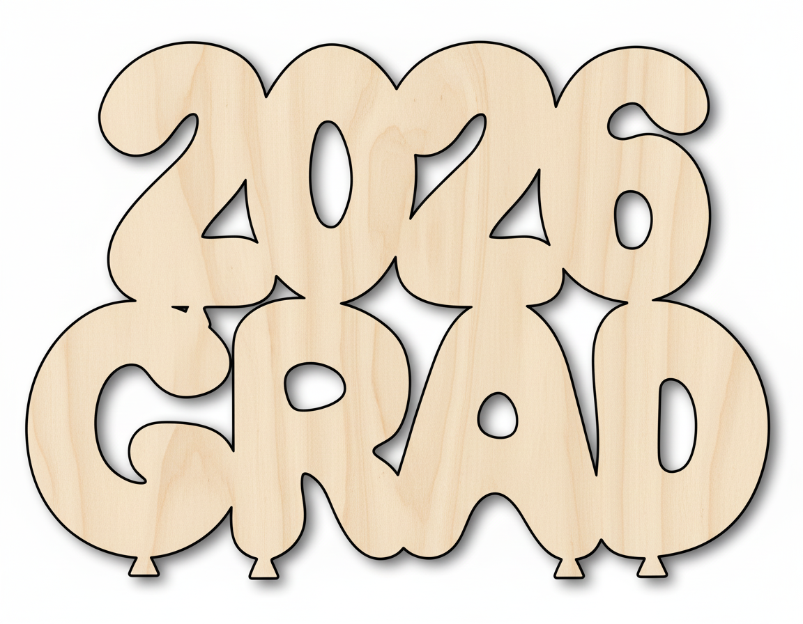 Wood 2026 Grad Shape DIY Craft Cutout NameSigns.com
