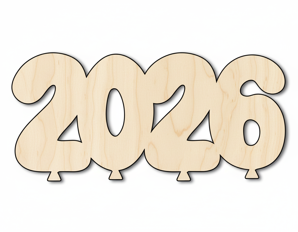 Wood 2026 Balloons Shape DIY Craft Cutout NameSigns.com